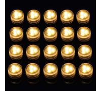LUXJET Lot de 20 mini bougies LED étanches - Blanc chaud - Fonctionne avec piles - Petite bougie LED - Vase pour aquarium, jacuzzi, fête, mariage - Sans télécommande