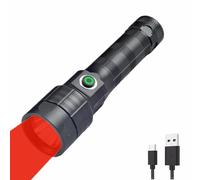 LUXJUMPER Lampe de poche à lumière rouge, 620 nm, lampe torche LED rouge, 5 modes, lampe torche de chasse au porc, vision nocturne, astronomie, pêche, aviation, prédateur, batterie incluse
