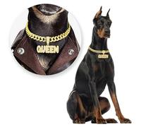 LuxLife Collier doré pour chien et chat avec pierres de zircone et anneau pendentif, élégant et bling bling bling pour chiens et chats de petite et moyenne taille (61 cm)