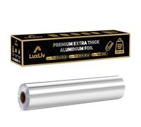LuxLiv® - Feuille d'aluminium résistante - 30cm x 50m - De qualité commerciale, extra-épaisse et durable, idéale pour la restauration. Comprend un coupe-feuilles intégré pour faciliter le découpage.