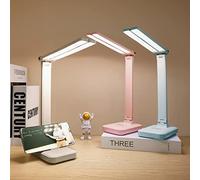 LuxLumin Lampe de bureau bleue pour bureau à domicile, petite lampe de bureau portable avec 3 modes d'éclairage, lampe de bureau rechargeable à piles pour enfants, lecture, étude, dortoir, bleu