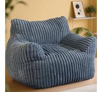 LuxMoment Pouf géant surdimensionné, en peluche confortable pour adultes et enfants avec accoudoirs, mini canapé en mousse à mémoire de forme pour salon, chambre à coucher et salle de jeux (gris)