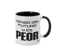 LUXMOVIL Tasse en céramique personnalisée 350 ml, M. Tarao Phrases originales, cadeaux drôles, adapté aux micro-ondes de couleur blanche et noire (je viens du fututo...)