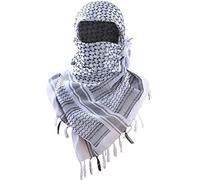 Luxns Écharpe militaire Shemagh tactique désert / 100% coton Keffiyeh écharpe Wrap pour homme et femme, blanc, taille unique