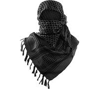 Luxns Écharpe tactique militaire Shemagh du désert / 100% coton Keffiyeh Écharpe Wrap pour hommes et femmes, Noir, taille unique
