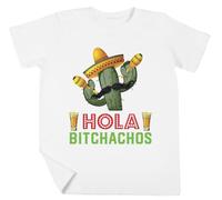 Luxogo Bonjour Adieu Bitchachos Cactus Marguerite Garçon Filles Unisexe Blanc T-Shirt Manches Cortes Kids White T-Shirt
