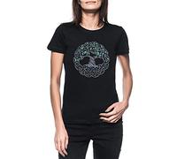 Luxogo Celtique Arbre De La Vie Femme Noir T-Shirt Manches Cortes Women's Black T-Shirt XL