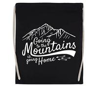 Luxogo Going To The Mountains Is Going Home Sac de Sport Noir à cordon De Serrage Unisexe Drawstring Bag Gym