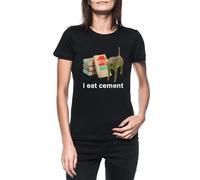 luxogo Je Manger Ciment Maudit Chat Femme Noir T-Shirt Manches Cortes Women's Black T-Shirt