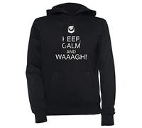 Luxogo Keep Calm and Waaagh! Unisexe Noir Sweat À Capuche Homme Femme Unisex Black Hoodie Men's Women's