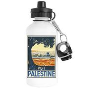 Luxogo Vintage Travel Poster Visit Palestine Bouteille d'eau Acier Inoxydable Voyageur Blanc Water Bottle Stainless Steel Traveller White