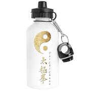 Luxogo Yin Yang Tai Chi Symbole Bouteille d'eau Acier Inoxydable Voyageur Blanc Water Bottle Stainless Steel Traveller White