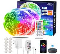 LUXONIC Bande LED WiFi 30M, 24V Ruban LED 2×15M RGB Synchronisation de la Musique contrôlée par APP de Smartphone, Fonctionne avec Alexa Google Assistant,Smart Bande Lumière LED pour Décoration Maison