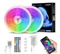 LUXONIC Étanche Ruban Led 10M(2x5m), 60 LED/M, 600 LED Super Lumineux, 5050 RGB Flexible Bande Led Lumineuse, APP et Télécommande, Synchroniser avec Rythme de Musique, Mode Minuterie,Maison decor