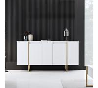 LUXOR - Buffet design blanc et or 160 cm - 4 portes
