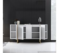 Luxor - buffet design blanc et or 160 cm - 4 portes