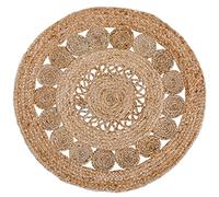 Luxor Living Balo Tapis rond en jute - Style bohème ethnique - Motif tressé - Tapis naturel pour salon, couloir, chambre à coucher - Couleur : naturel - Dimensions : 120 cm - Rond
