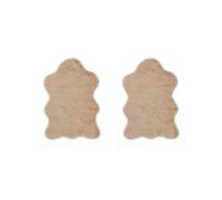 -LUXOR- living Coste - Lot de 2 Tapis Moelleux en Fourrure synthétique pour Chambre à Coucher - Idéal pour Une Utilisation comme Descente de lit - 55 x 80 cm - Taupe