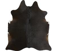 -LUXOR- living Tapis en Peau de Vache véritable - Tapis Naturel pour Une atmosphère réaliste - Environ 160 x 240 cm - Noir uni