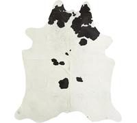 -LUXOR- living Tapis en Peau de Vache véritable - Tapis Naturel pour Une atmosphère réaliste - Environ 160 x 240 cm - Noir à Motifs