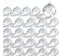 Luxoraiova Lot de 24 boules de cristal de 24 mm - Prisme attrape-soleil - Cristaux suspendus - Pendentif arc-en-ciel pour fenêtre, lustre, Feng Shui et cadeau