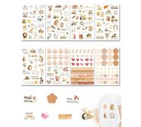Luxorium 8 feuilles de gommettes bébé pour activités créatives et scrapbooking - Motifs de dessins animés pour album bébé, journal, cartes, fille et garçon