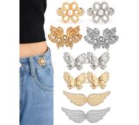 Luxorium 8 Paires de Boutons Amovibles pour Rétrécir la Taille - Bouton Jean Clipsable Magnétique Réglable pour Jeans, Pantalons et Jupes - 4 Designs Élégants en Argent et Or - Bouton Sans Couture