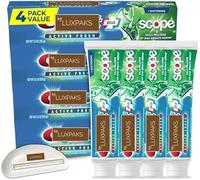 LUXPAKS Lot de 4 presse-agrumes compatibles avec le dentifrice Crest Complete Active Fresh + blanchissant et scope, 155,9 g