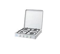 Luxpol K04S, Dessus de table, Cuisinière à gaz, Acier inoxydable, Blanc, Rotatif, Devant
