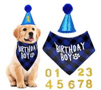 Luxshiny 1 Ensemble Décoration Anniversaire pour Chien Bandana et Chapeau Pompom Accessoires de Fête pour Chiens avec Chiffres pour Capturer des Souvenirs Inoubliables