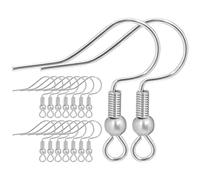 Luxshiny 100 Crochets D'oreilles en Acier Titane Argenté Ressort et Perles, Boucles D'oreilles Simples, Portables et Multifonctionnelles pour Femmes et Occasions Diverses