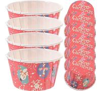 Luxshiny 100 pcs Boîte à Muffins en Papier de Noël, Boîte à de Cupcake Doublure de Cupcake Tasse de Cuisson en Papier Adaptée pour Noël Fête d'anniversaire Mariage