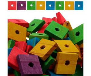 Luxshiny 100 Pièces Mâcher en Bois pour Perroquet, Percées | Bois , pour L’exercice du Bec Remplacement des Anciens Jouets, Clochettes Colorées Couleur Aléatoire