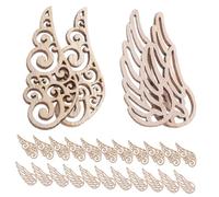 Luxshiny 100pièces Ailes Ange Bois à Découper Décorations Suspendues pour Sapin De Noël DIY Bois Massif Emballage Cadeau Loisirs Créatifs