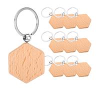 Luxshiny 10pcs Porte-clés Bois Hexagone à Graver pour Loisirs Créatifs, Breloques Clé Vierges en Bois Hêtre pour Projet DIY Personnalisé