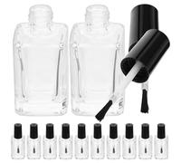 Luxshiny 15pcs Flacons de Vernis à Ongles en Verre Transparent avec Brosse, Bouchon Noir, Faciles à Transporter et Rechargeables pour Liquide Cosmétique