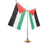 Luxshiny 1ensemble Drapeau de Bureau Palestine Set Drapeaux Support Y Acier Inoxydable pour Bureau Réunion ou Déco Thème Palestinien
