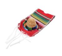 Luxshiny 1ensemble Mini Chapeau Sombrero Et Écharpe Rayée pour Décoration De Bouteilles Accessoires De Fête Mexicaine pour Célébrations Et Festivals