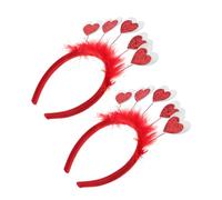 Luxshiny 2 Pièces Bandeau de Saint Valentin Cœur Rouge Pailleté Lot de Accessoires Cheveux Féminins pour Célébrations et Confort Unique Parfait pour Éveiller la Joie Romantique