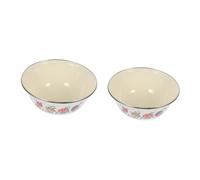 Luxshiny 2 pièces Bols à Nourriture Vintage Émail Ensemble de Récipients pour Nouilles Instantanées et Salades Beige pour Maison et Restaurants