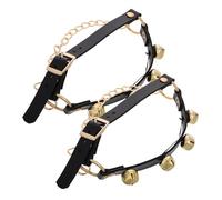 Luxshiny 2 Pièces Cloches de chaussures décoratives tambourin charleston symbolique montable collier humain bottes de père noël hommes collier chat pour femme collier arc étoffe laiton Noir