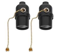 Luxshiny 2 Pièces Douille de Lampe à Chaînette Noire en Bakélite Résistante la Chaleur Design Moderne pour Lampadaire et Lampe de Bureau, Maison Chambre