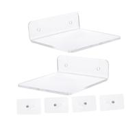 Luxshiny 2 pièces Étagères Murales Flottantes Transparentes Acrylique Lot de Rangement Pratique pour Salle de Bain Cuisine Chambre et Bureau Installation sans Perçage Accessoire de