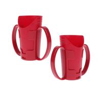 Luxshiny 2 Pièces Gobelet de Soins en Plastique Rouge à Deux Poignées | Ouverture Inclinée avec Découpe Nez, Base Stable, pour Dysphagie et Prise en Main
