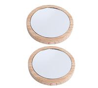 Luxshiny 2 Pièces Miroir De Poche Grossissant Mini Compact Miroir Petit en Bois De Maquillage Rond De Poche pour Les Filles De Beauté Voyage à Main Pliant