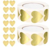Luxshiny 2 Rouleaux Rouleau D'autocollants Cœur Dorés Adhésifs pour Surfaces Lisses Adhérence, Étiquettes Créatives pour Pâtisseries et Fêtes, par Rouleau