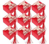 Luxshiny 20 Boîtes à Dragées Rouges en Papier Design Élégant et Pompon, Contenants Pratiques pour Fête de Mariage ou Célébrations Spéciales