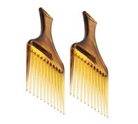 Luxshiny 2pcs Peigne Afro en Plastique Marron à Dents Larges, Léger et Rétro, pour Cheveux Bouclés et Crépus, Coiffure Professionnelle ou Usage Domestique