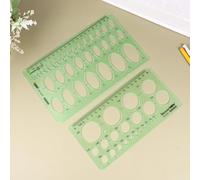 Luxshiny 2pcs Règle Géométrique Transparente en Plastique pour Dessin Technique, Gabarits Multifonctionnels Vert, École et Maison