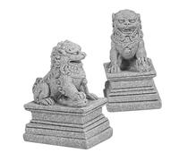 Luxshiny 2pièces Décoration De Lion Pierre Miniature Statue Feng Shui Chinoise pour Bureau Et Maison De Figurines Artisanales Accessoires De Jardin Décor Intérieur